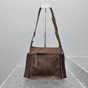 Uubags Miu Miu Suede Utility Shoulder Bag In Dark Brown 26x20x10cm - 4