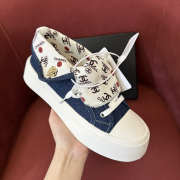 Uubags Chanel Low-Top Sneakers In Blue Denim/ White & Logo-Print Fabric - 6