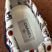 Uubags Chanel Low-Top Sneakers In Blue Denim/ White & Logo-Print Fabric - 2