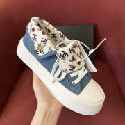 Uubags Chanel Denim Platform Sneakers with CC Logo Lining - 6