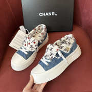 Uubags Chanel Denim Platform Sneakers with CC Logo Lining - 3