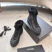 Uubags Chanel Ankle Boots with Embroidered Calfskin and Shearling Black  - 2