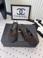 Uubags Chanel slingback tweed ballet flats in dark chocolate - 1
