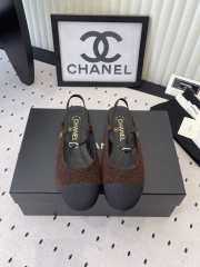 Uubags Chanel slingback tweed ballet flats in dark chocolate - 5