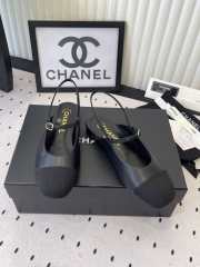 Uubags Chanel slingback goat leather & grosgrain fabric in black - 1