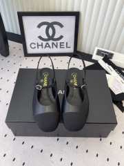 Uubags Chanel slingback goat leather & grosgrain fabric in black - 6