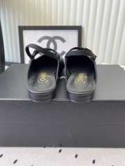 Uubags Chanel slingback goat leather & grosgrain fabric in black - 4