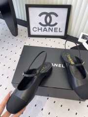 Uubags Chanel slingback goat leather & grosgrain fabric in black - 3