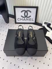 Uubags Chanel slingback tweed ballet flats in black - 1