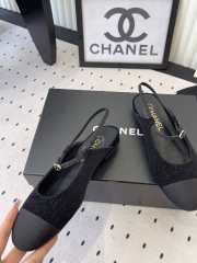 Uubags Chanel slingback tweed ballet flats in black - 2