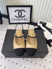 Uubags Chanel slingback goat leather & grosgrain fabric in beige & black - 1
