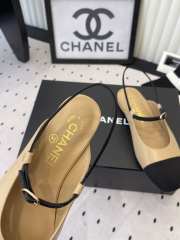 Uubags Chanel slingback goat leather & grosgrain fabric in beige & black - 3