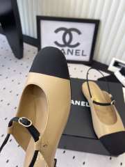 Uubags Chanel slingback goat leather & grosgrain fabric in beige & black - 2