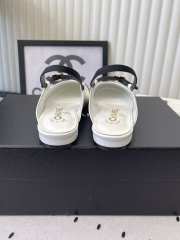 Uubags Chanel slingback goat leather & grosgrain fabric in white & black - 6