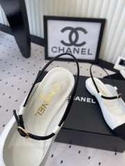 Uubags Chanel slingback goat leather & grosgrain fabric in white & black - 3