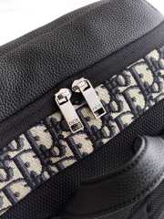 Uubags Rider Soft Zipped Backpack Beige and Black Dior Oblique Jacquard with Black Grained Calfskin - 4