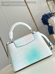 Uubags Louis Vuitton M48865 Capucines BB Bag In White/ Mint Green Crocodilien Mat 27x18x9cm - 2