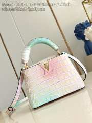 Uubags Louis Vuitton M48865 Capucines Mini Bag In Pink/ Mint Green Crocodilien Mat 21x14x8cm - 1