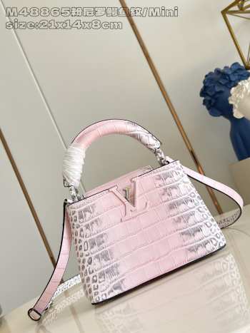 Uubags Louis Vuitton M48865 Capucines Mini Crocodilian Mat Pink Bag 21x14x8cm