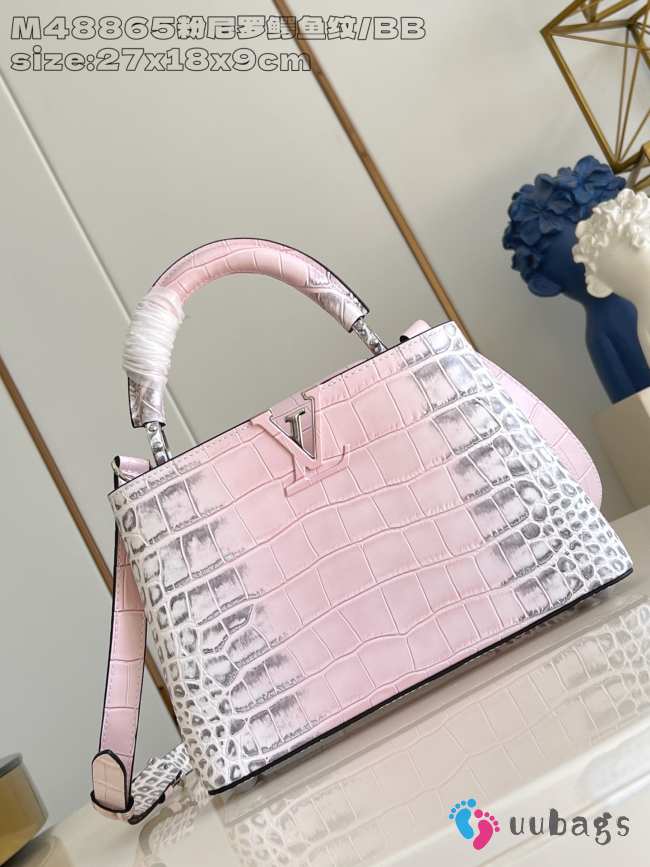 Uubags Louis Vuitton M48865 Capucines BB Crocodilian Mat Pink Bag 27x18x9cm - 1