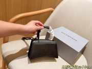 Uubags Balenciaga Hourglass Mini Bag In Black Calfskin Leather 19x12x6.5cm - 2