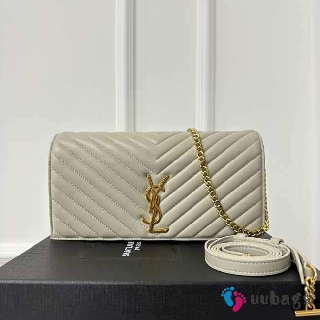 Uubags Ysl Medium White Kate Bag With Gold Chain 26x13.5x4.5cm - 1