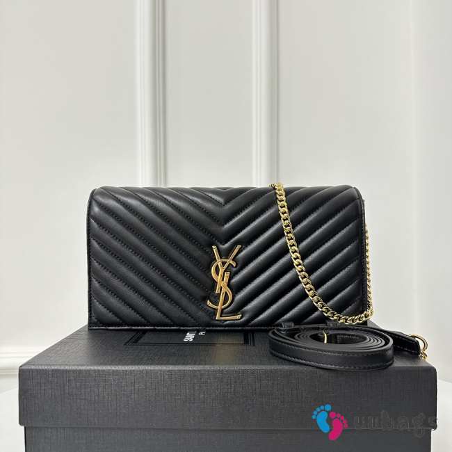 Uubags Ysl Medium Black Kate Bag With Gold Chain 26x13.5x4.5cm - 1