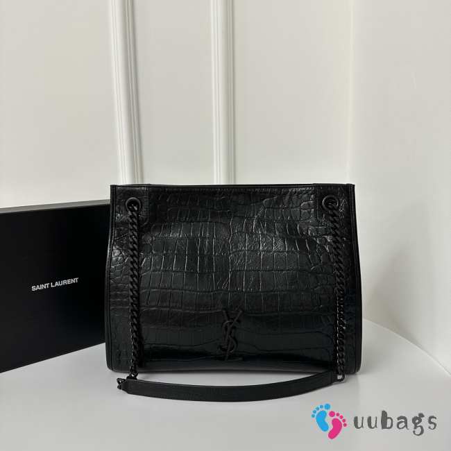 Uubags YSL Niki Shopping Tote in Black Crocodile-Embossed Leather 33x27x11.5cm    - 1