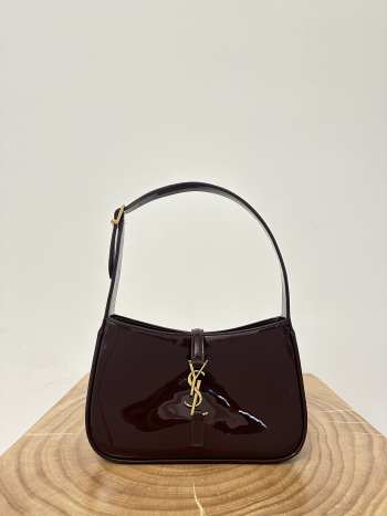 Uubags YSL Le 5 à 7 in dark chocolate patent leather bag 24.5x16x6cm