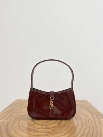 Uubags YSL Mini Le 5 à 7 in red wine patent leather bag 19x11.5x4.5cm