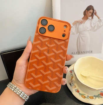 Uubags Luxury Goyard-Style Shockproof iPhone Case In Orange