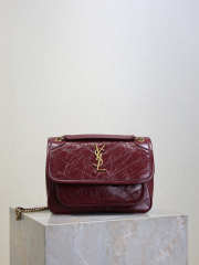 Uubags YSL Niki Baby Bag In Burgundy Vintage Leather 22x16.5x12cm - 1