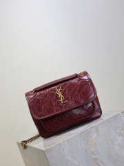 Uubags YSL Niki Baby Bag In Burgundy Vintage Leather 22x16.5x12cm - 6