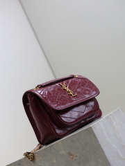 Uubags YSL Niki Baby Bag In Burgundy Vintage Leather 22x16.5x12cm - 5