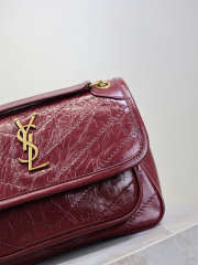 Uubags YSL Niki Baby Bag In Burgundy Vintage Leather 22x16.5x12cm - 2