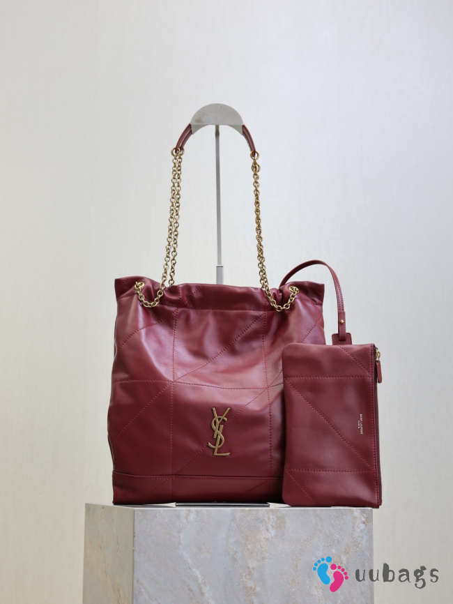 Uubags YSL Jamie pochon in rouge merlot lambskin leather bag 27x34x3cm - 1