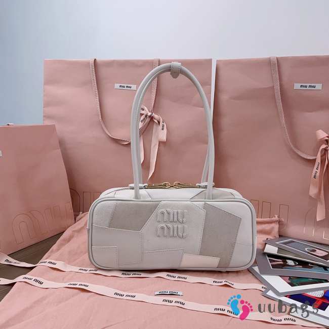 Uubags Miu Miu Beau leather patchwork bag in grey 28x12x9cm - 1