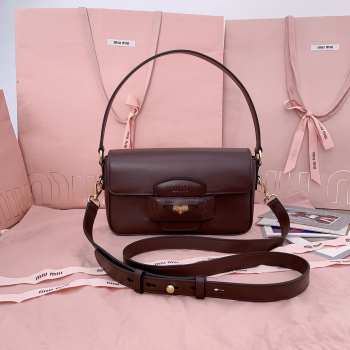 Uubags Miu Miu Penny shoulder bag in dark brown 23x13.5x5cm