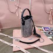 Uubags Miu Miu Crystal-Embellished Bucket Bag In Black 17x15x10cm - 3