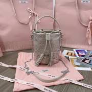 Uubags Miu Miu Crystal-Embellished Bucket Bag In Pearl Gray 17x15x10cm - 1