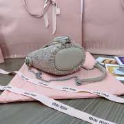 Uubags Miu Miu Crystal-Embellished Bucket Bag In Pearl Gray 17x15x10cm - 6