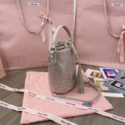 Uubags Miu Miu Crystal-Embellished Bucket Bag In Pearl Gray 17x15x10cm - 5