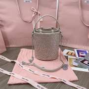 Uubags Miu Miu Crystal-Embellished Bucket Bag In Pearl Gray 17x15x10cm - 4