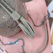 Uubags Miu Miu Crystal-Embellished Bucket Bag In Pearl Gray 17x15x10cm - 3