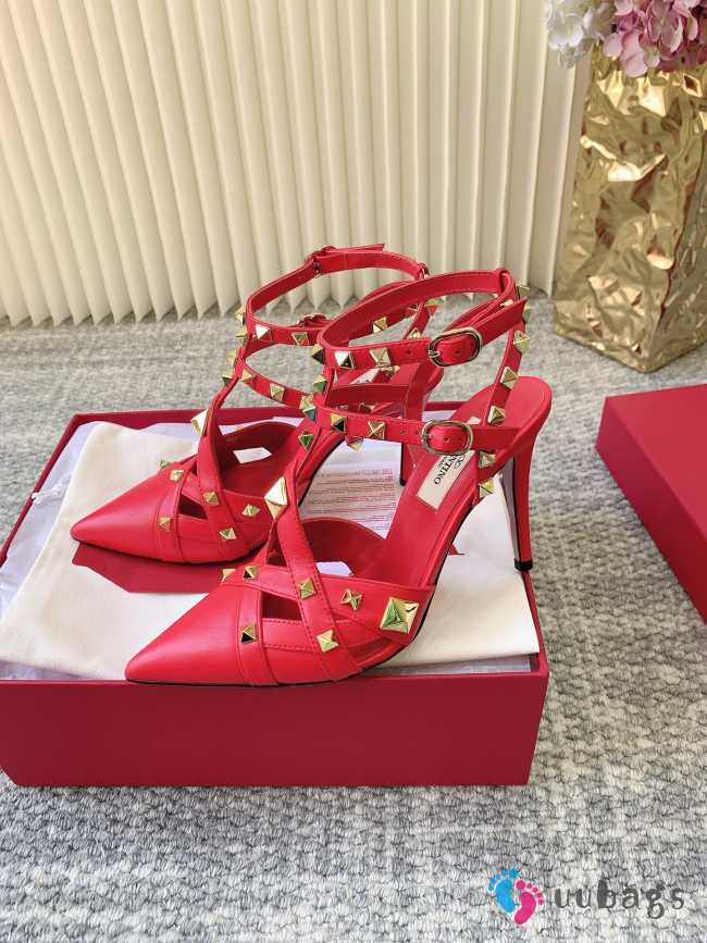 Uubags Valentino Studdy Kidskin Pumps In Red 10cm - 1
