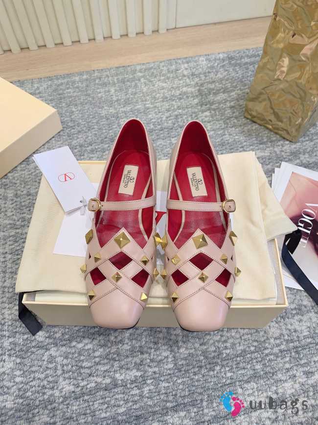 Uubags Valentino Studdy Mary Jane Ballet Shoes In Pink  - 1