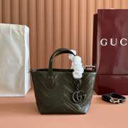 Uubags Gucci GG Marmont small forest green soft lightweight matelassé chevron nappa leather tote bag 17.5x17x12.5cm - 1