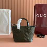 Uubags Gucci GG Marmont small forest green soft lightweight matelassé chevron nappa leather tote bag 17.5x17x12.5cm - 6
