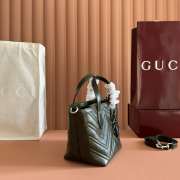 Uubags Gucci GG Marmont small forest green soft lightweight matelassé chevron nappa leather tote bag 17.5x17x12.5cm - 4