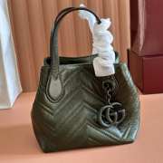 Uubags Gucci GG Marmont small forest green soft lightweight matelassé chevron nappa leather tote bag 17.5x17x12.5cm - 2